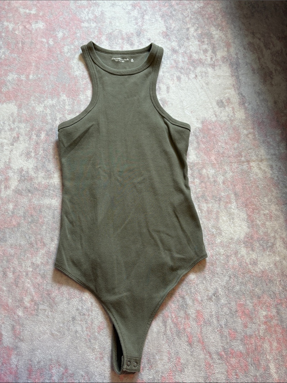 Abercrombie & Fitch Olive Ribbed Tank Bodysuit